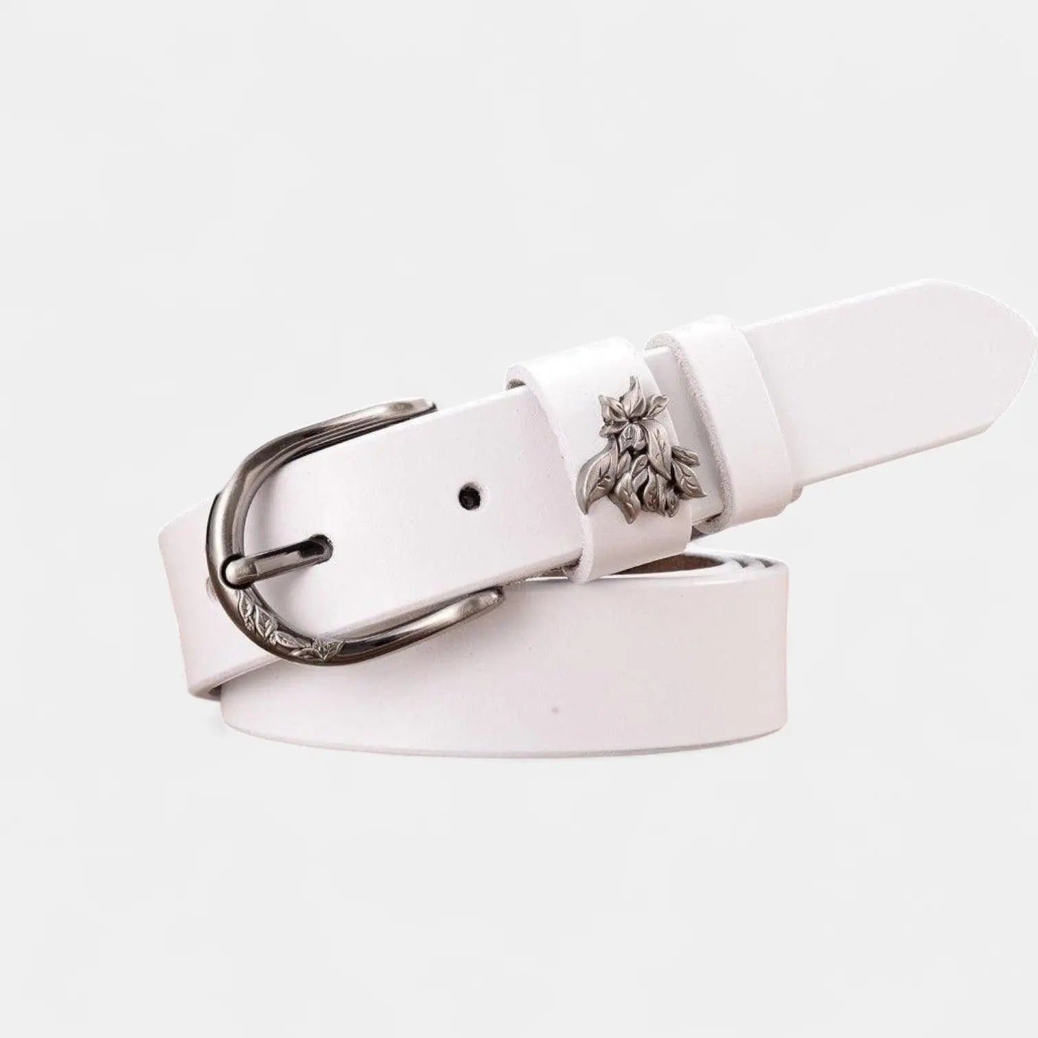 Ceinture Cuir Femme Fine Boucle Ardillon Décorée Feuillage | Selvax La Maison de la Ceinture