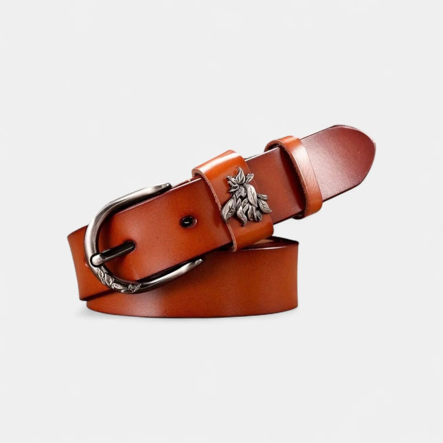 Ceinture Cuir Femme Fine Boucle Ardillon Décorée Feuillage | Selvax La Maison de la Ceinture
