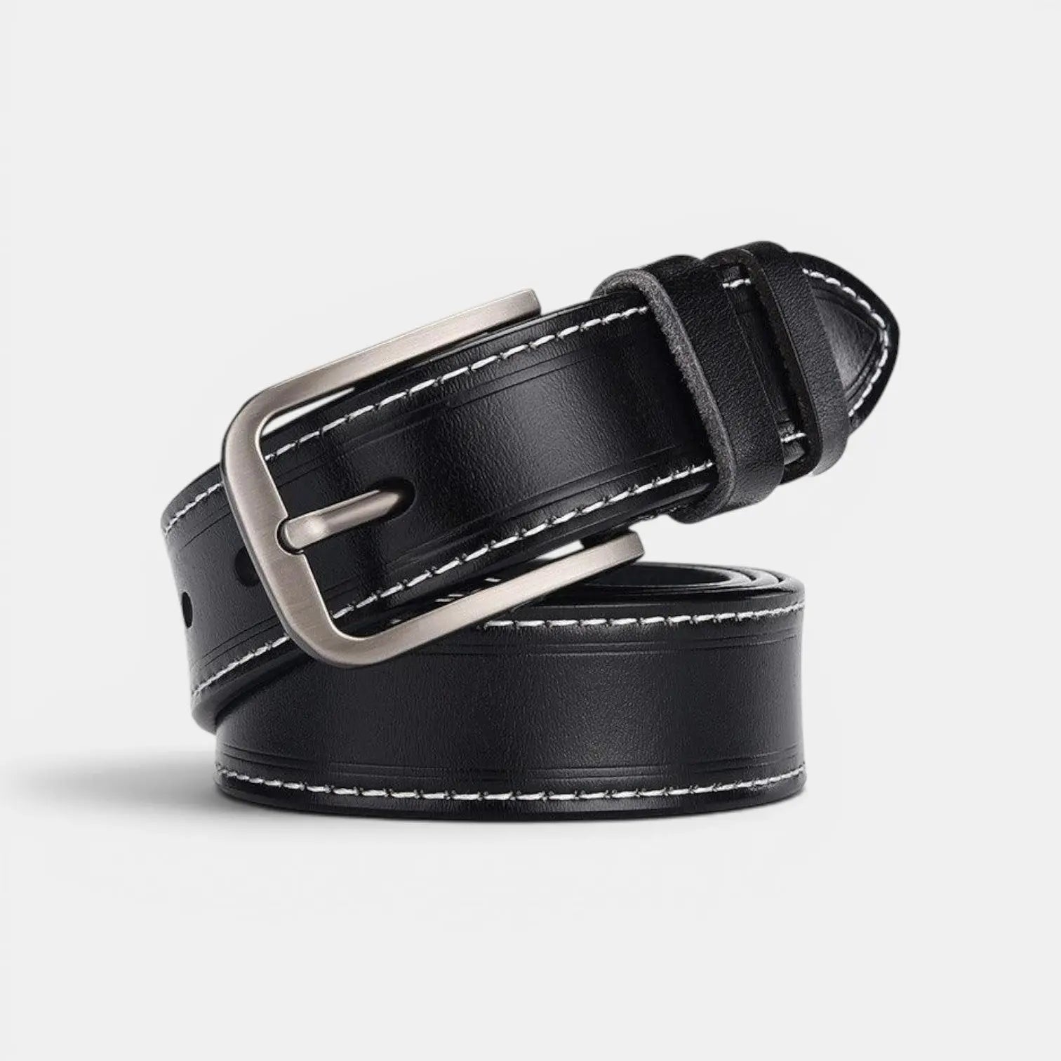 Ceinture Cuir Lisse Fine Couture Blanche Femme Boucle Ardillon | Nestax La Maison de la Ceinture