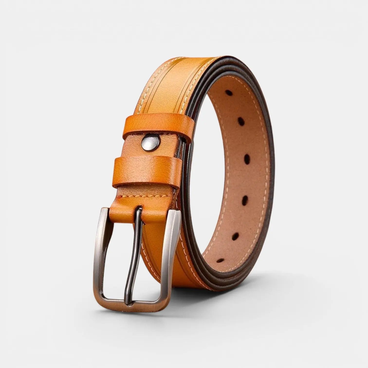 Ceinture Cuir Lisse Fine Couture Blanche Femme Boucle Ardillon | Nestax La Maison de la Ceinture