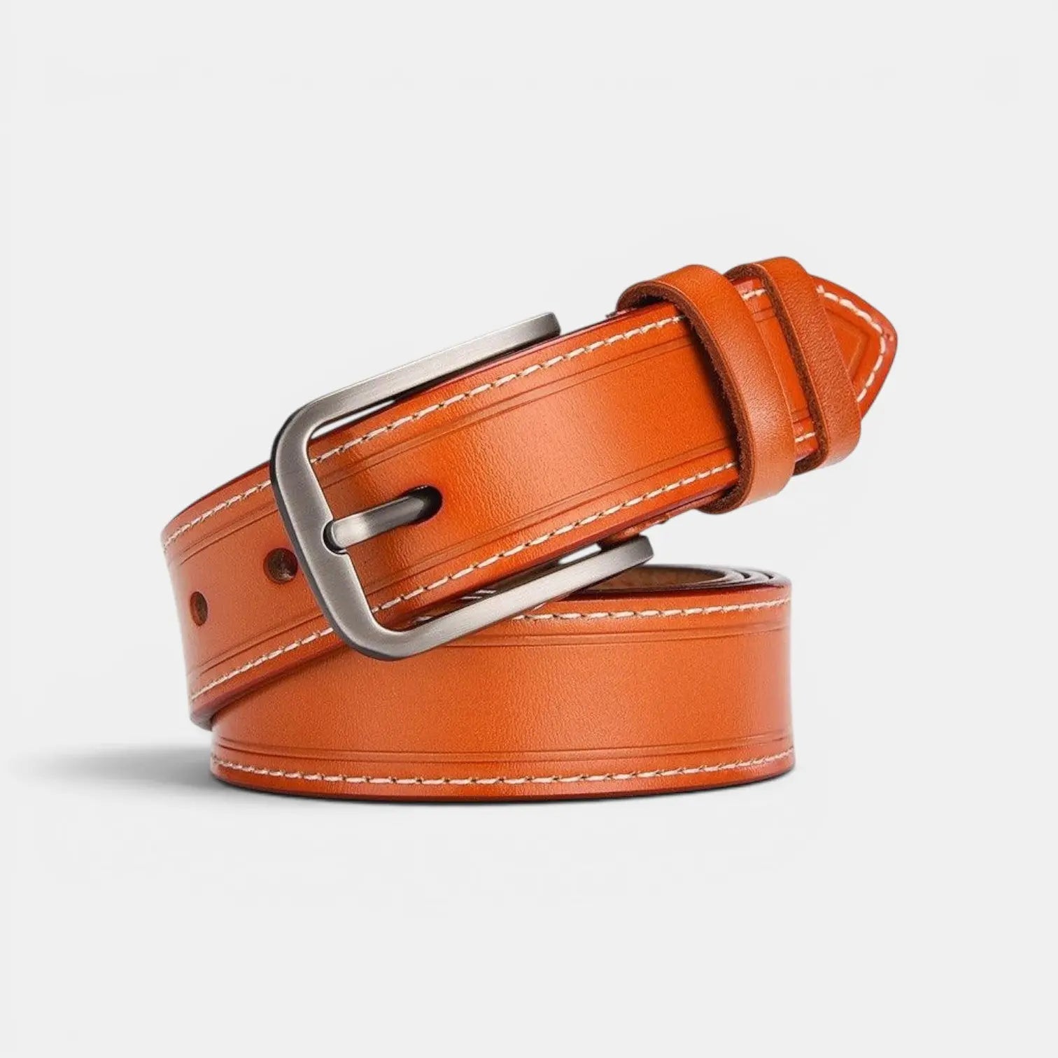 Ceinture Cuir Lisse Fine Couture Blanche Femme Boucle Ardillon | Nestax La Maison de la Ceinture