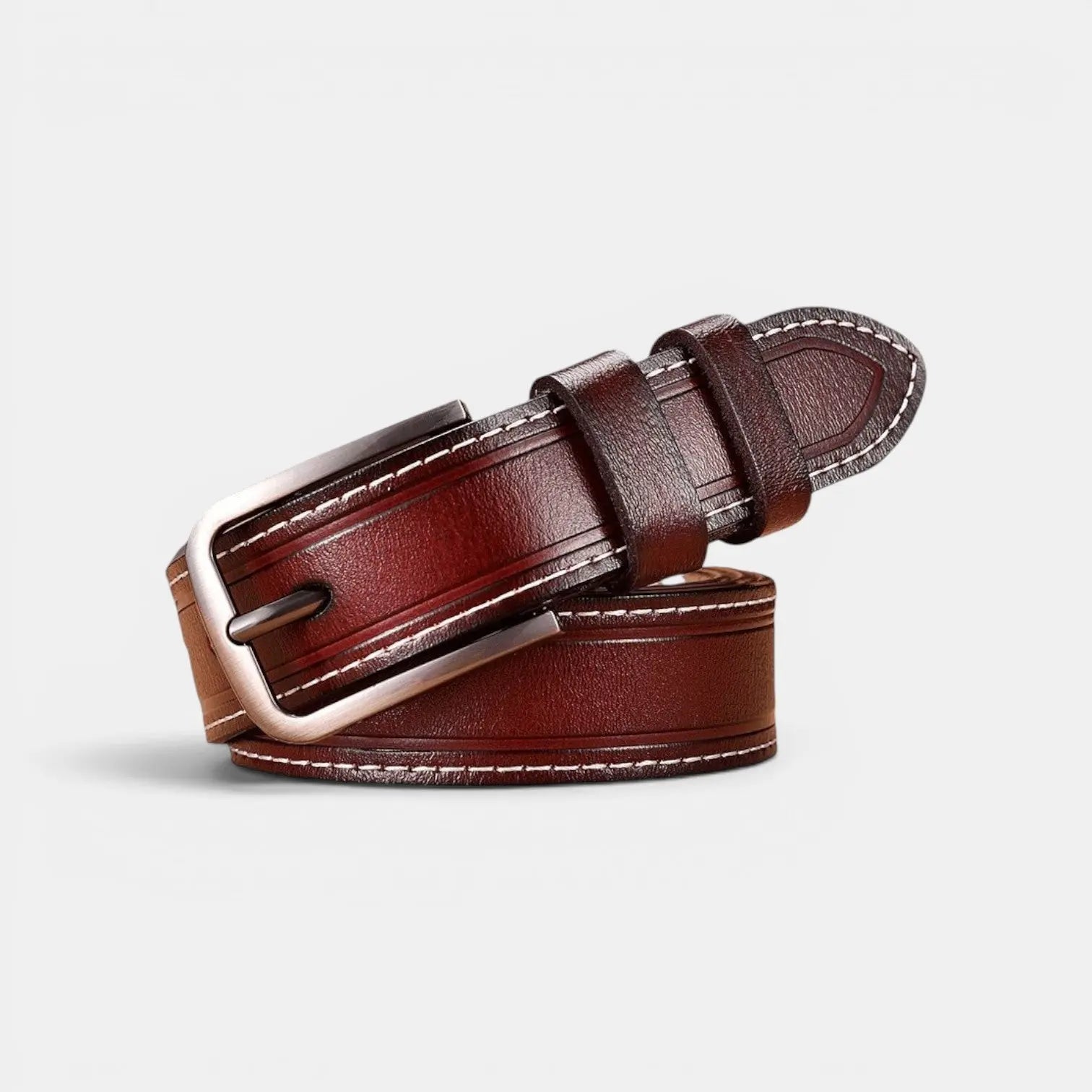 Ceinture Cuir Lisse Fine Couture Blanche Femme Boucle Ardillon | Nestax La Maison de la Ceinture