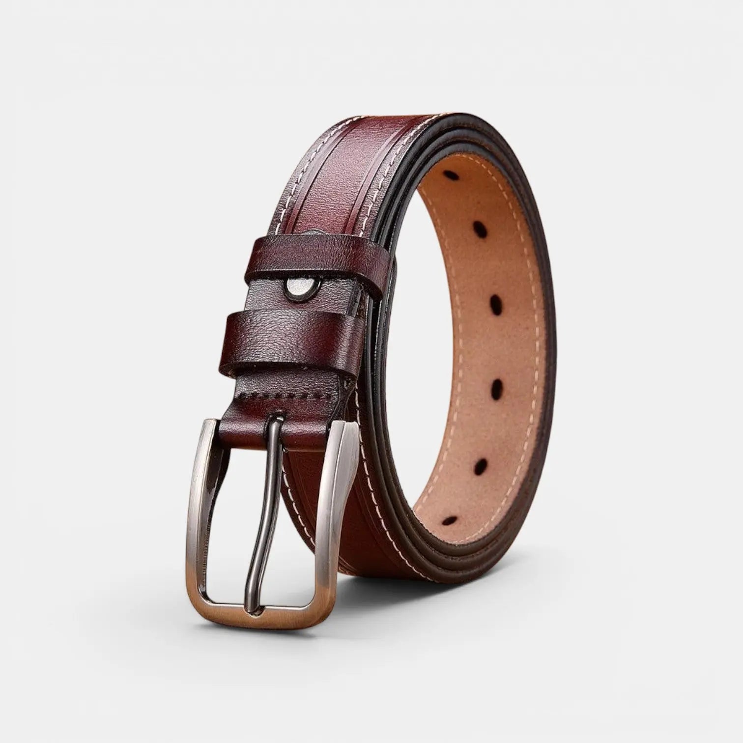 Ceinture Cuir Lisse Fine Couture Blanche Femme Boucle Ardillon | Nestax La Maison de la Ceinture