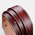 Ceinture Cuir Lisse Fine Couture Blanche Femme Boucle Ardillon | Nestax La Maison de la Ceinture