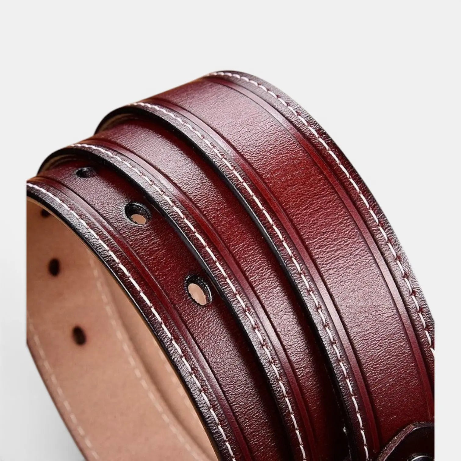 Ceinture Cuir Lisse Fine Couture Blanche Femme Boucle Ardillon | Nestax La Maison de la Ceinture