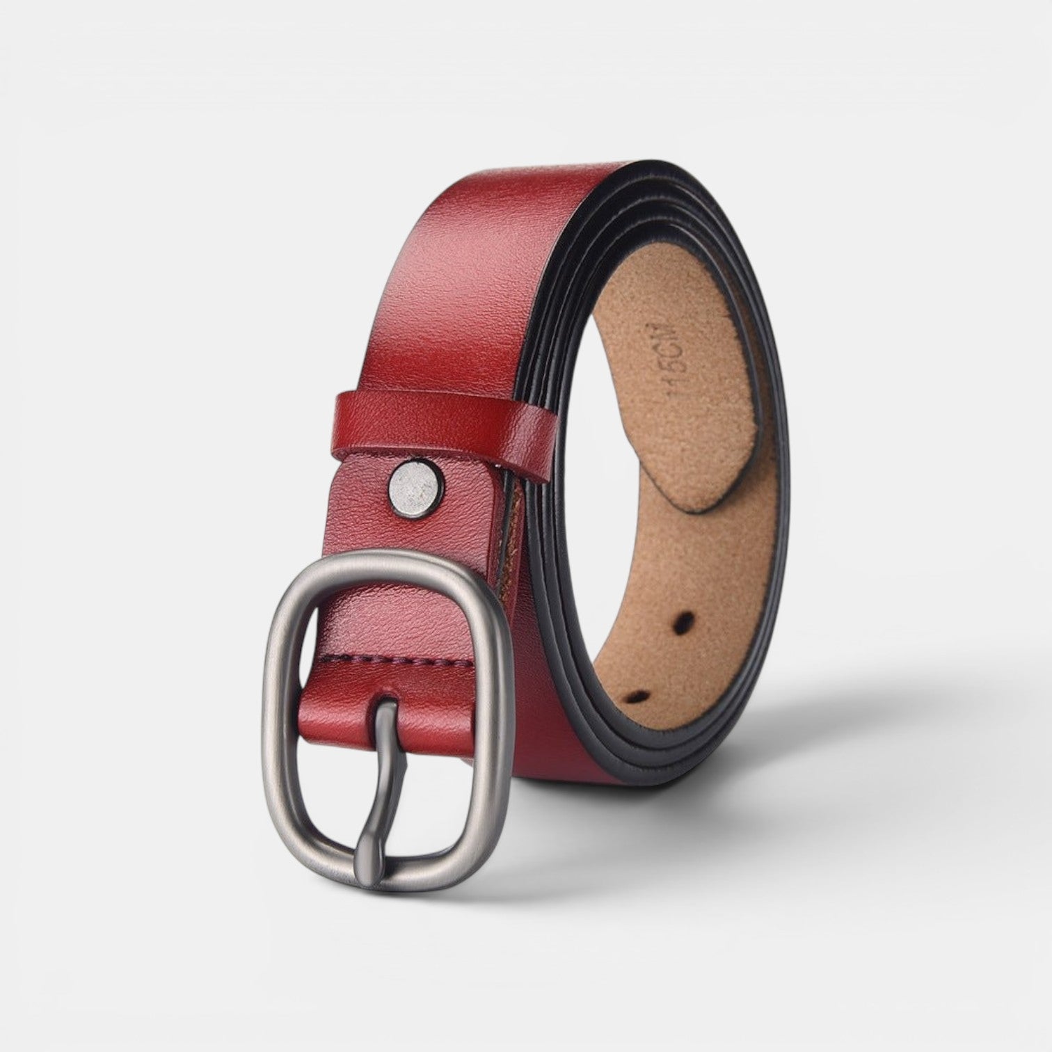Ceinture Cuir Femme Boucle Ovale Bordeaux | Norvelle