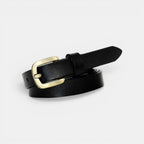 Ceinture Cuir Femme Fine Boucle Dorée Cognac | Velmira