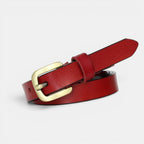 Ceinture Cuir Femme Fine Boucle Dorée Cognac | Velmira