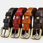 Ceinture Cuir Femme Fine Boucle Dorée Cognac | Velmira