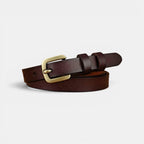 Ceinture Cuir Femme Fine Boucle Dorée Cognac | Velmira