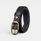 Ceinture Cuir Femme Pleine Fleur Boucle Laiton Rouge | Vamira