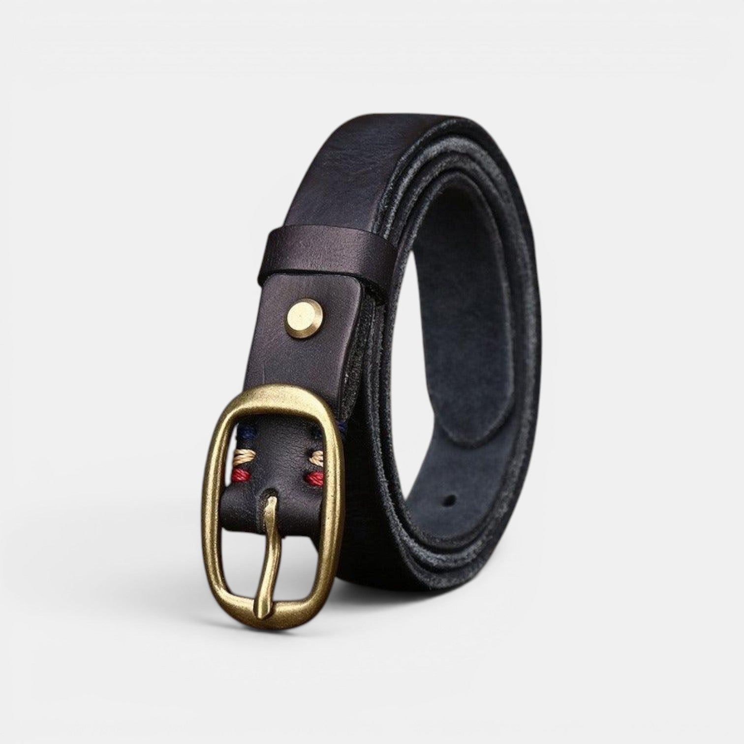 Ceinture Cuir Femme Pleine Fleur Boucle Laiton Rouge | Vamira