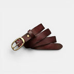 Ceinture Cuir Femme Pleine Fleur Boucle Laiton Rouge | Vamira