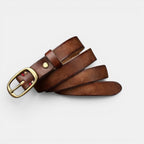 Ceinture Cuir Femme Pleine Fleur Boucle Laiton Rouge | Vamira