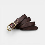 Ceinture Cuir Femme Pleine Fleur Boucle Laiton Rouge | Vamira