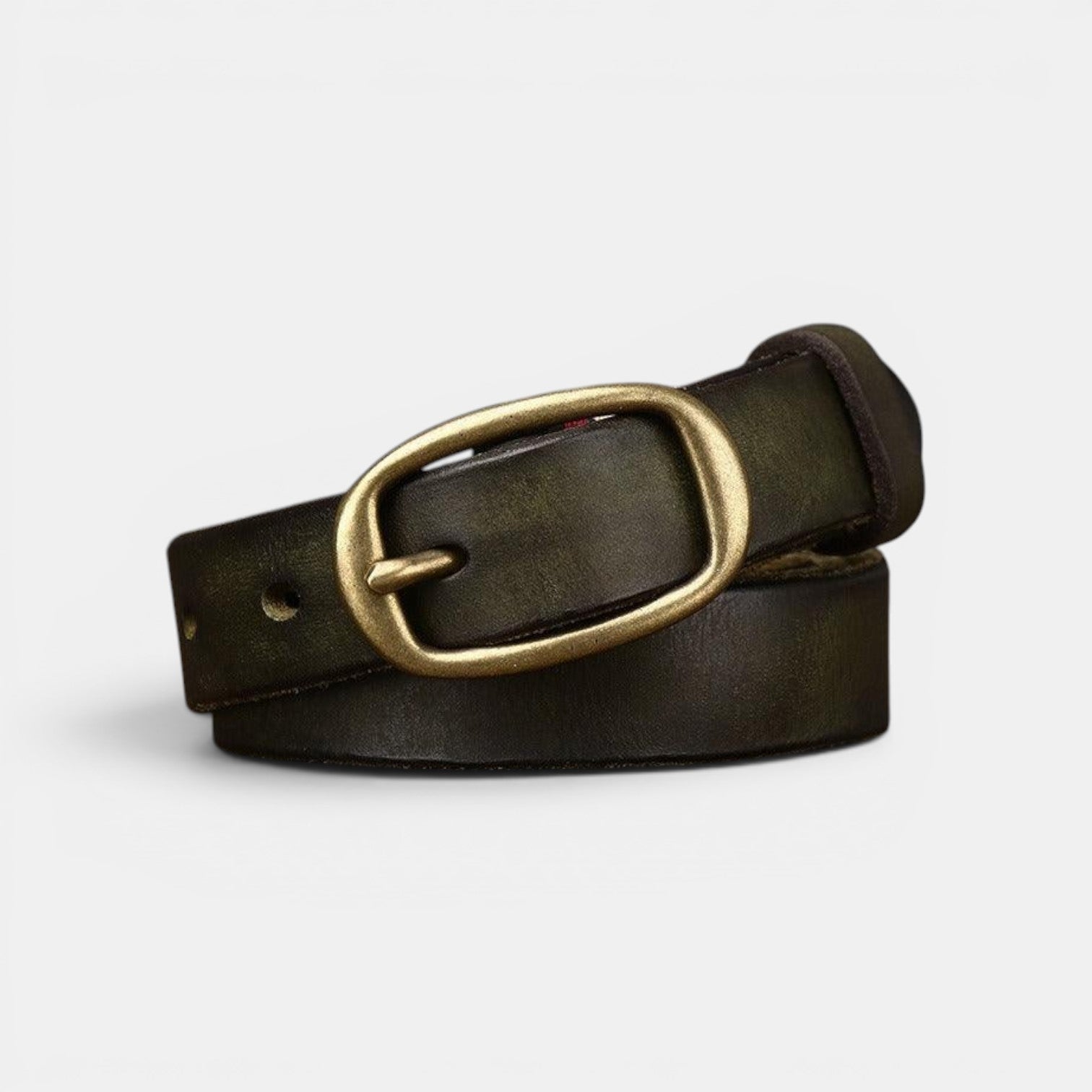 Ceinture Cuir Femme Pleine Fleur Boucle Laiton Rouge | Vamira