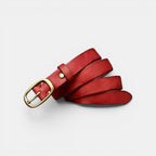 Ceinture Cuir Femme Pleine Fleur Boucle Laiton Rouge | Vamira