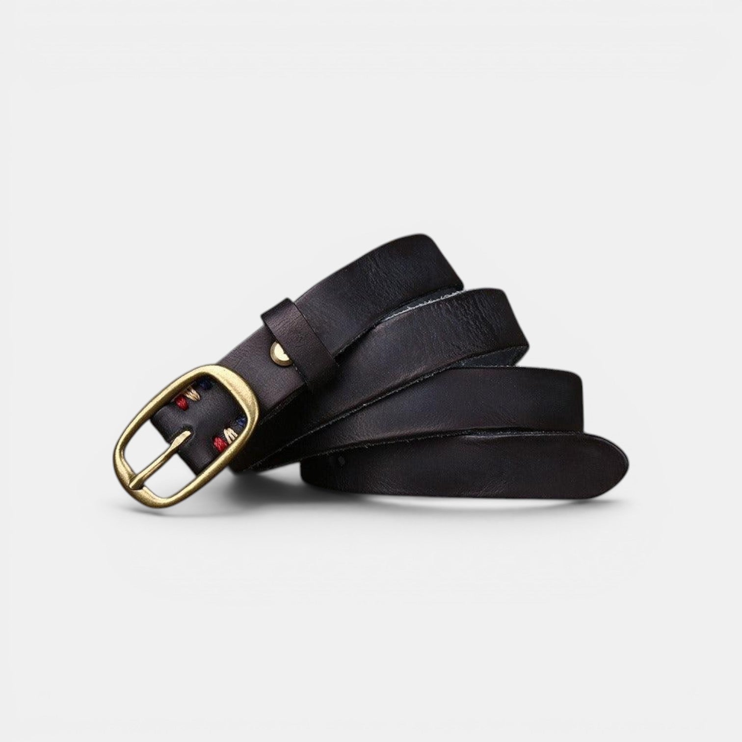 Ceinture Cuir Femme Pleine Fleur Boucle Laiton Rouge | Vamira