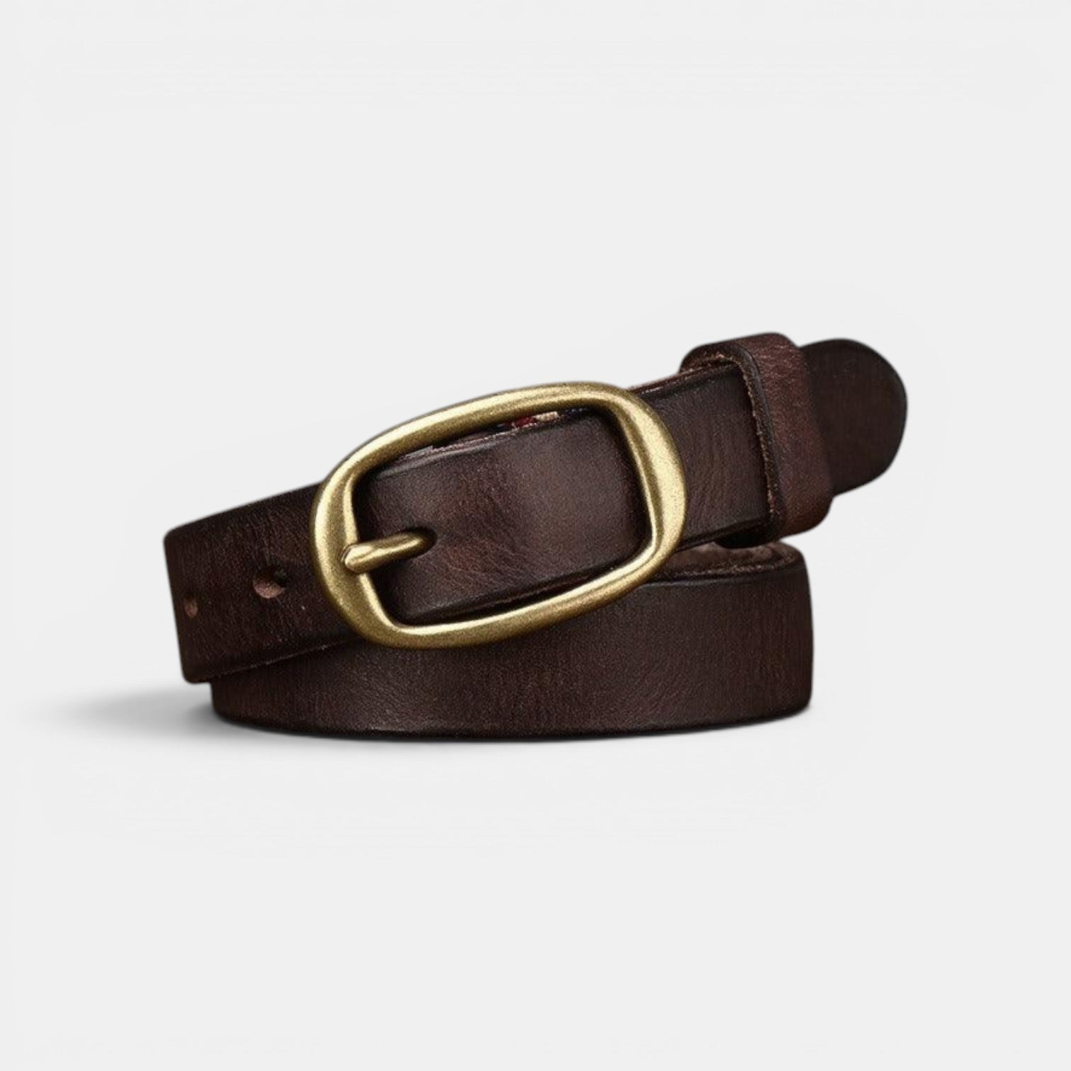 Ceinture Cuir Femme Pleine Fleur Boucle Laiton Rouge | Vamira