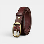 Ceinture Cuir Femme Pleine Fleur Boucle Laiton Rouge | Vamira