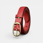 Ceinture Cuir Femme Pleine Fleur Boucle Laiton Rouge | Vamira