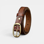 Ceinture Cuir Femme Pleine Fleur Boucle Laiton Rouge | Vamira