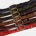 Ceinture Cuir Femme Pleine Fleur Boucle Laiton Rouge | Vamira