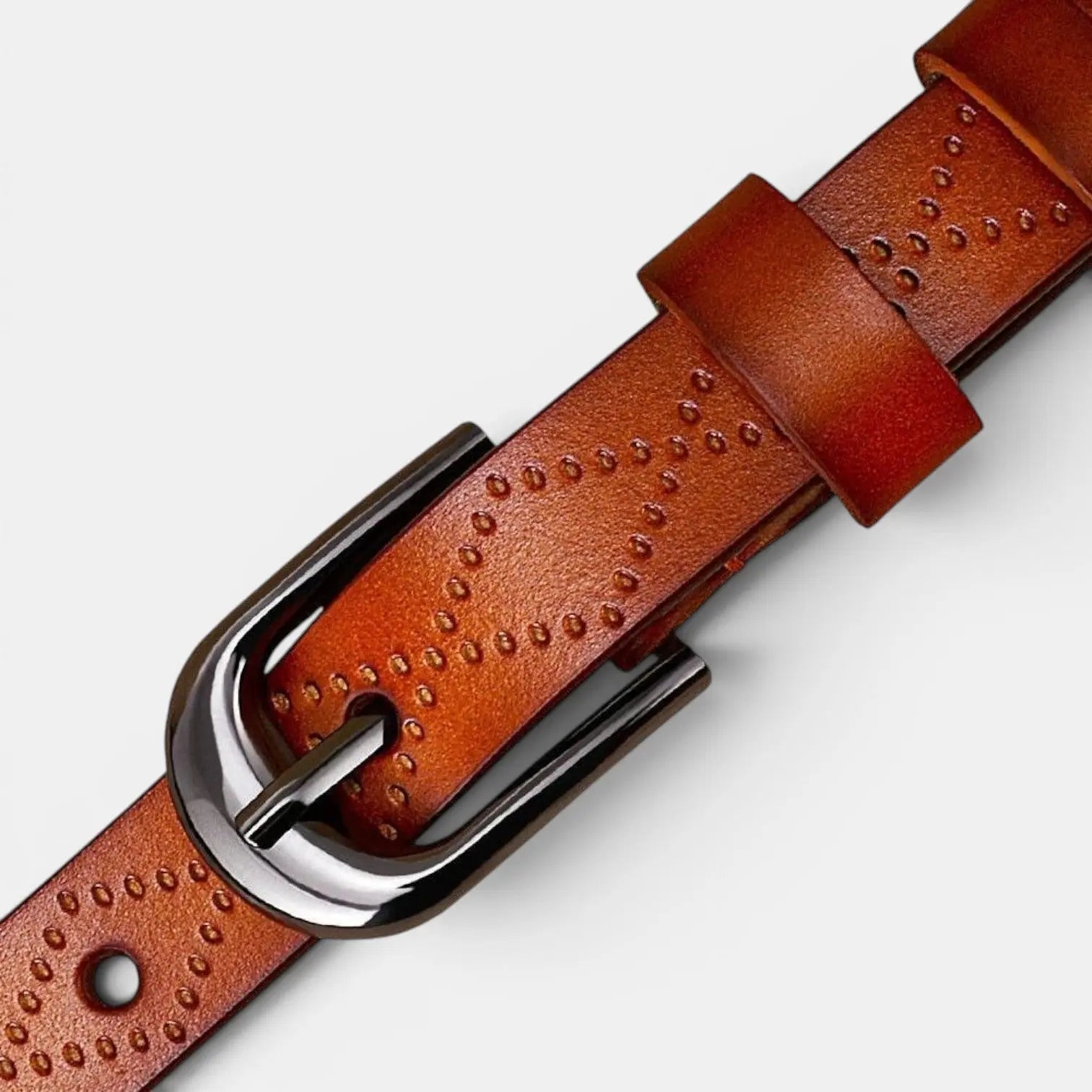 Ceinture Fine en Cuir Texturée Femme Boucle Arrondie | Filvex La Maison de la Ceinture