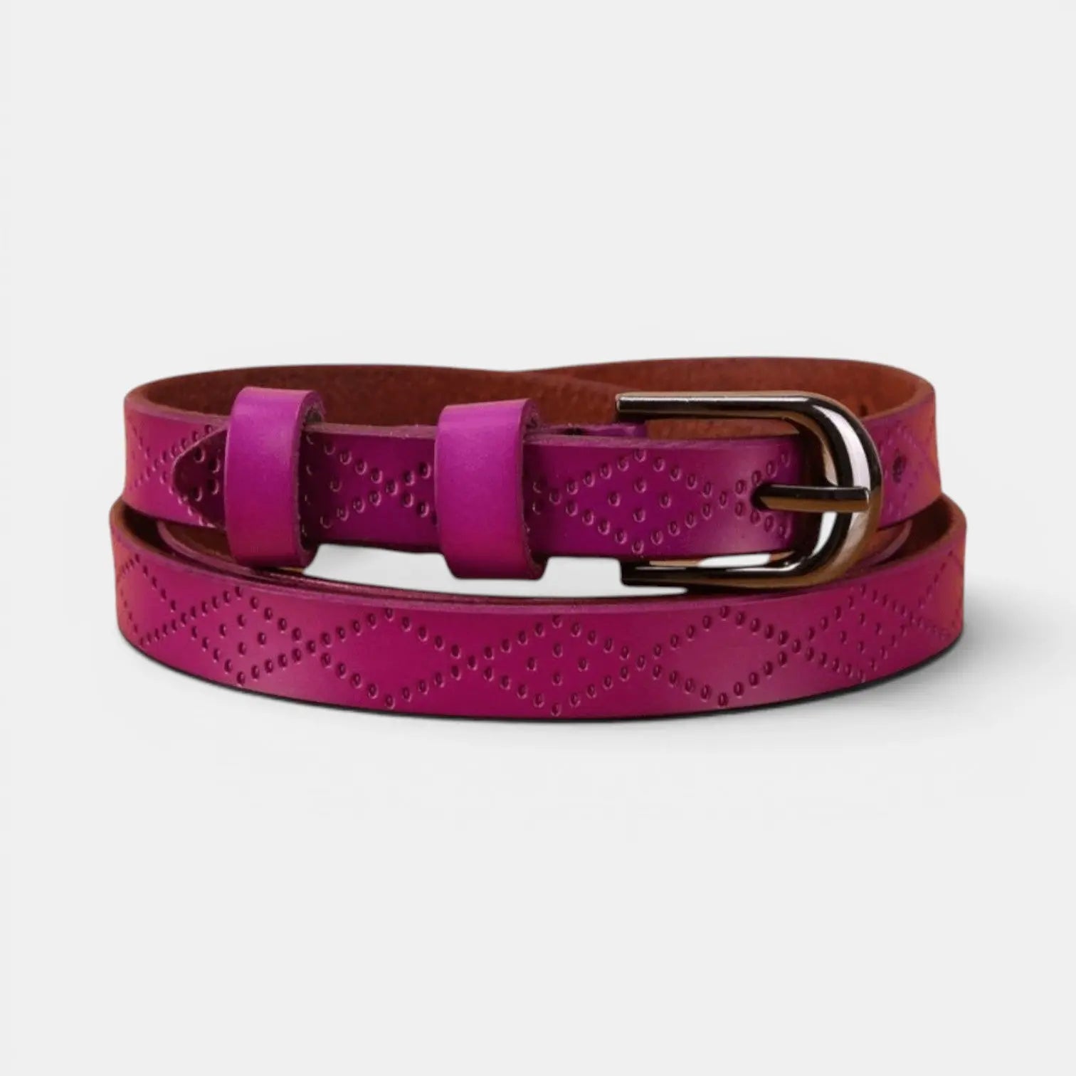 Ceinture Fine en Cuir Texturée Femme Boucle Arrondie | Filvex La Maison de la Ceinture