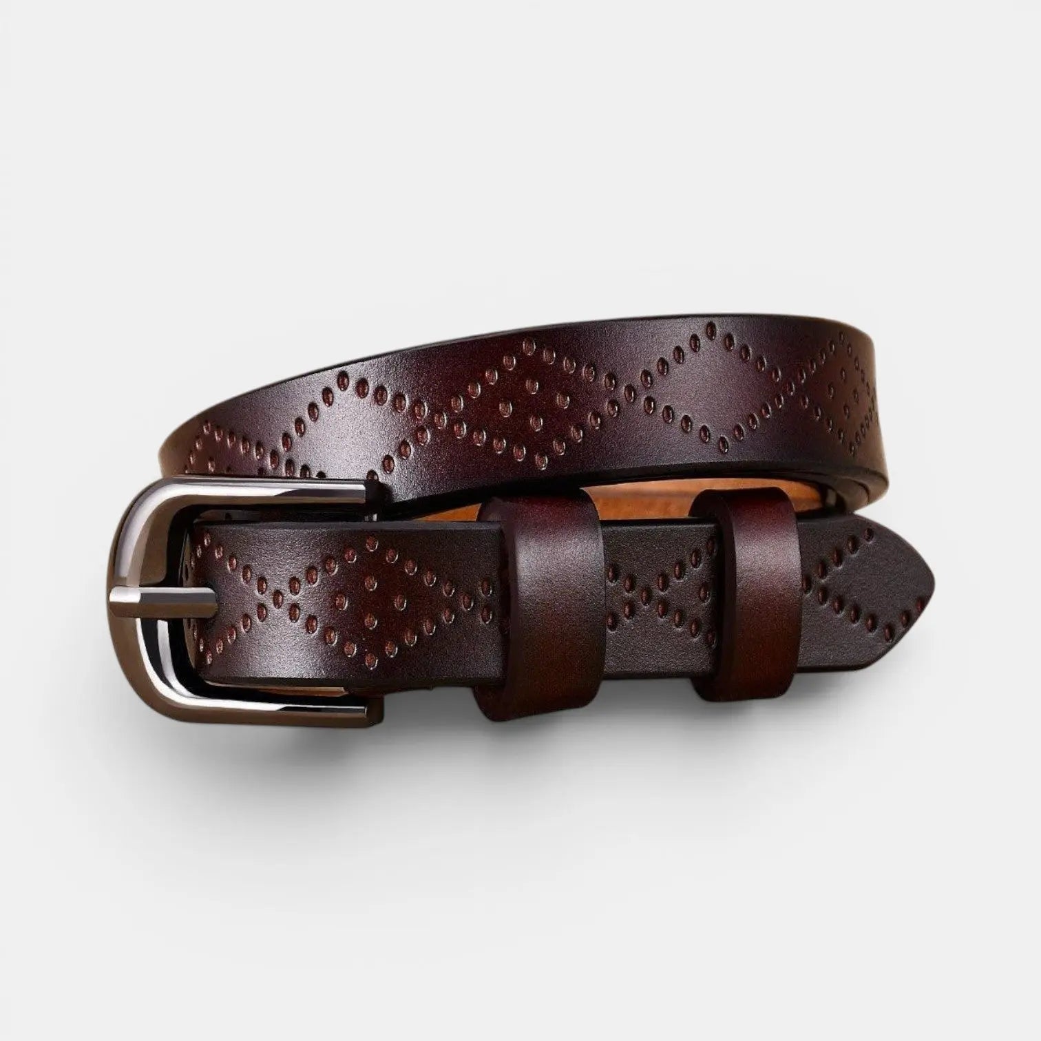 Ceinture Fine en Cuir Texturée Femme Boucle Arrondie | Filvex La Maison de la Ceinture