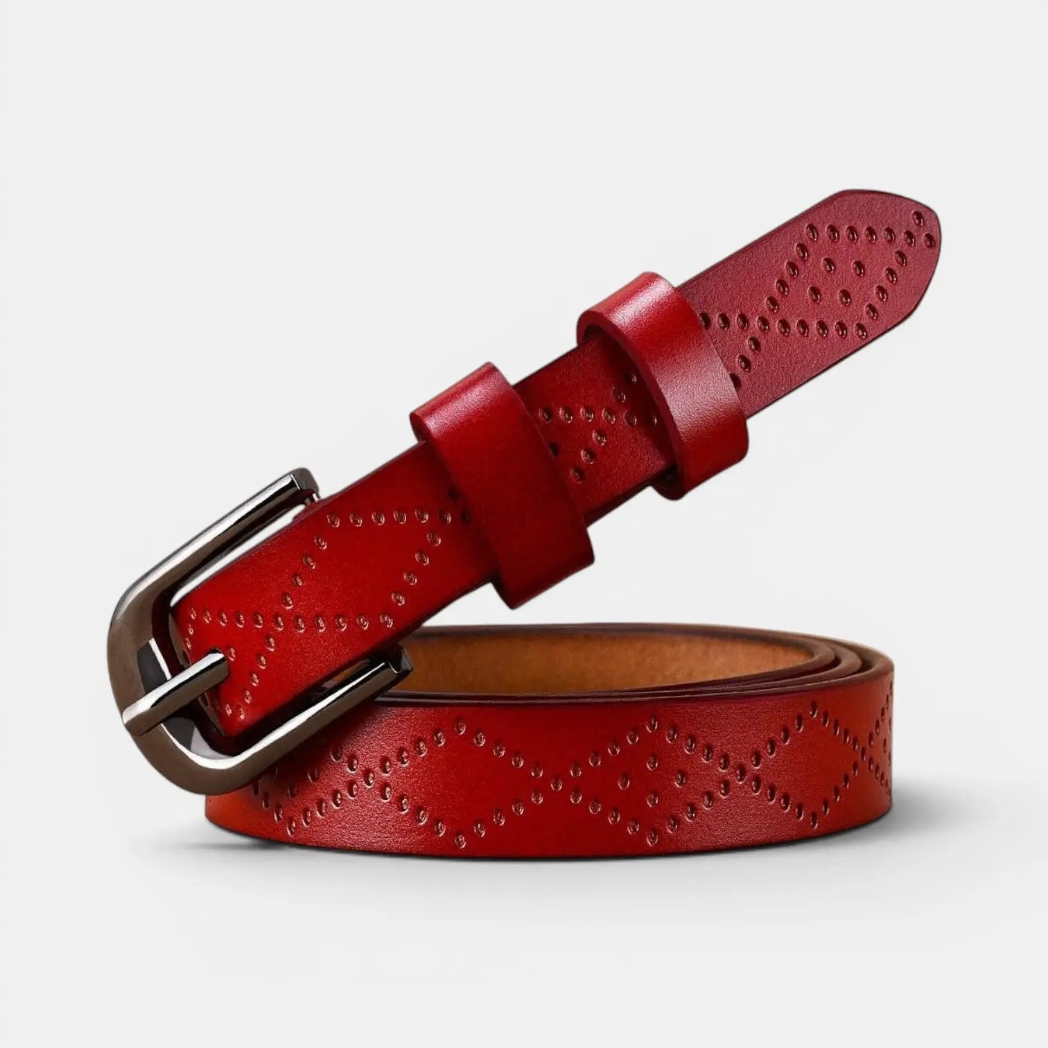 Ceinture Fine en Cuir Texturée Femme Boucle Arrondie | Filvex La Maison de la Ceinture