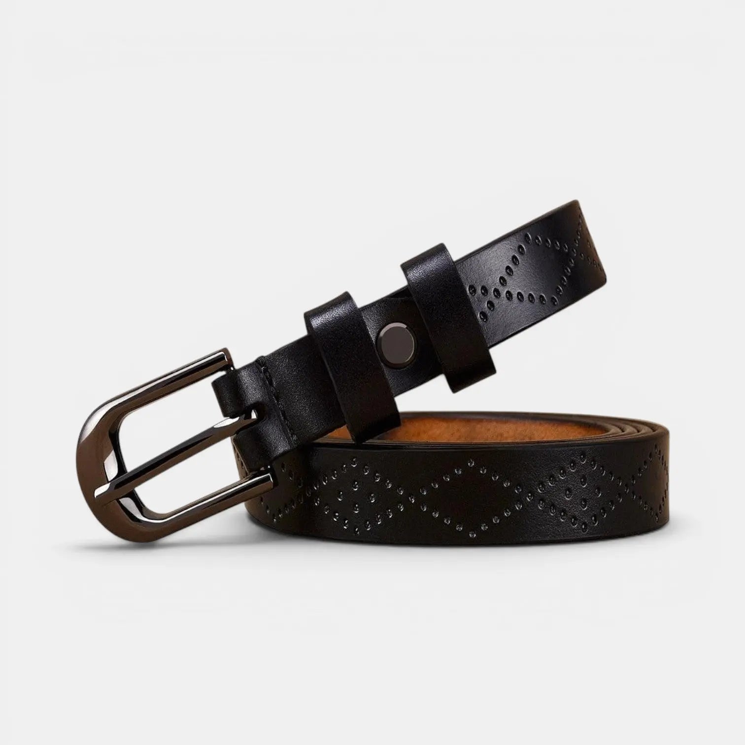 Ceinture Fine en Cuir Texturée Femme Boucle Arrondie | Filvex La Maison de la Ceinture