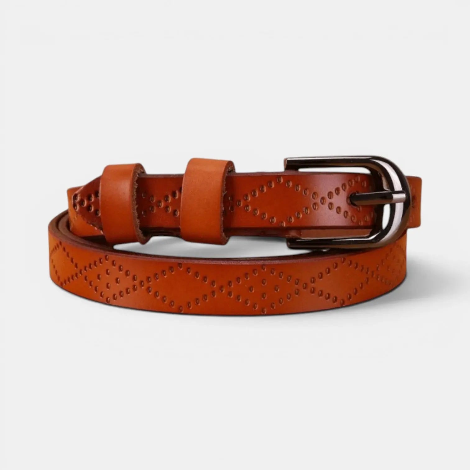 Ceinture Fine en Cuir Texturée Femme Boucle Arrondie | Filvex La Maison de la Ceinture