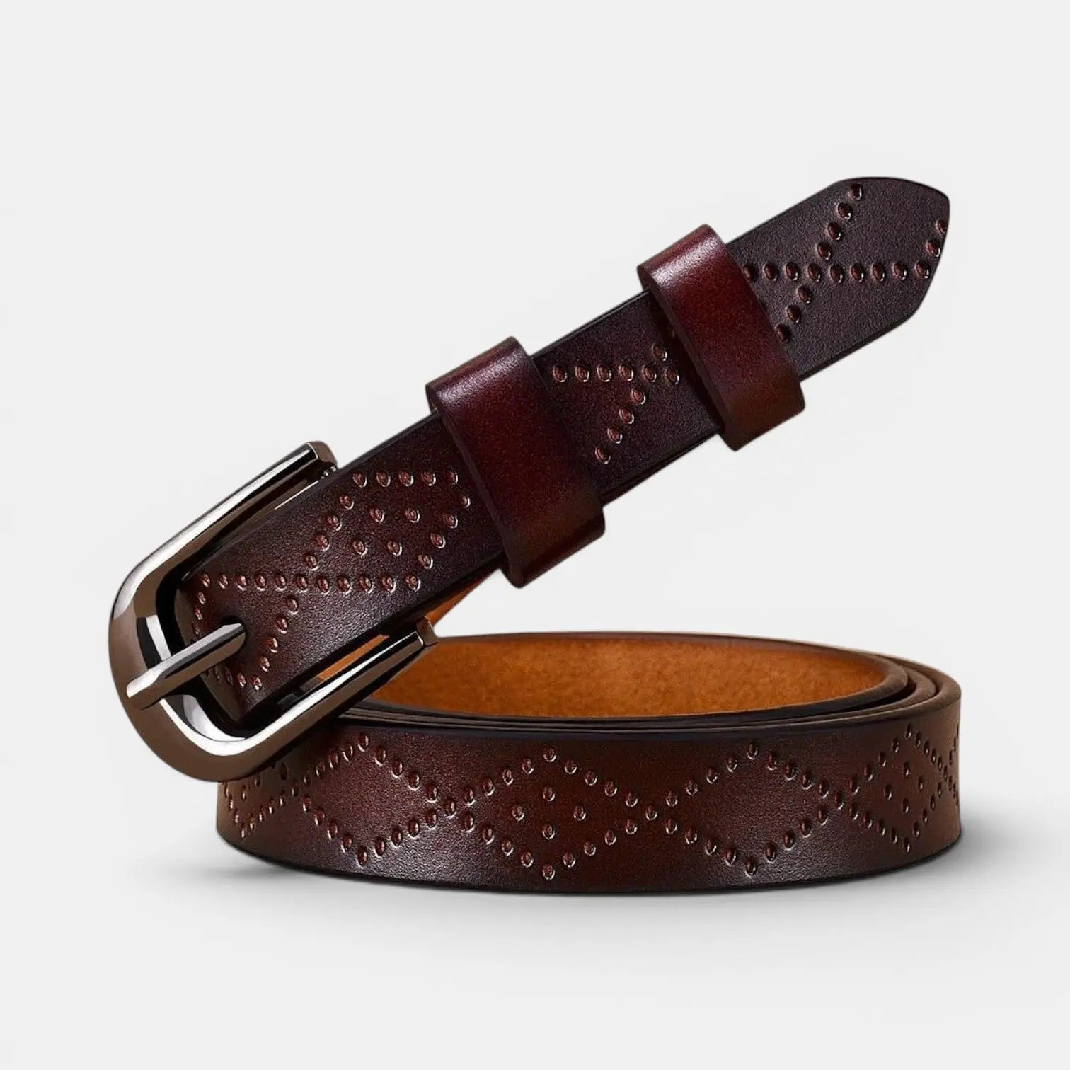 Ceinture Fine en Cuir Texturée Femme Boucle Arrondie | Filvex La Maison de la Ceinture