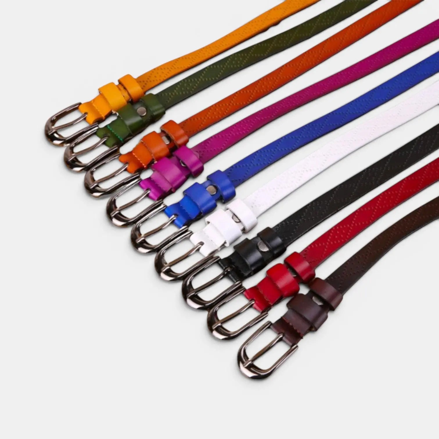 Ceinture Fine en Cuir Texturée Femme Boucle Arrondie | Filvex La Maison de la Ceinture