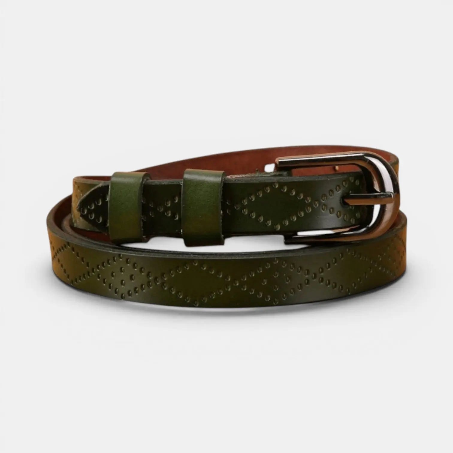 Ceinture Fine en Cuir Texturée Femme Boucle Arrondie | Filvex La Maison de la Ceinture