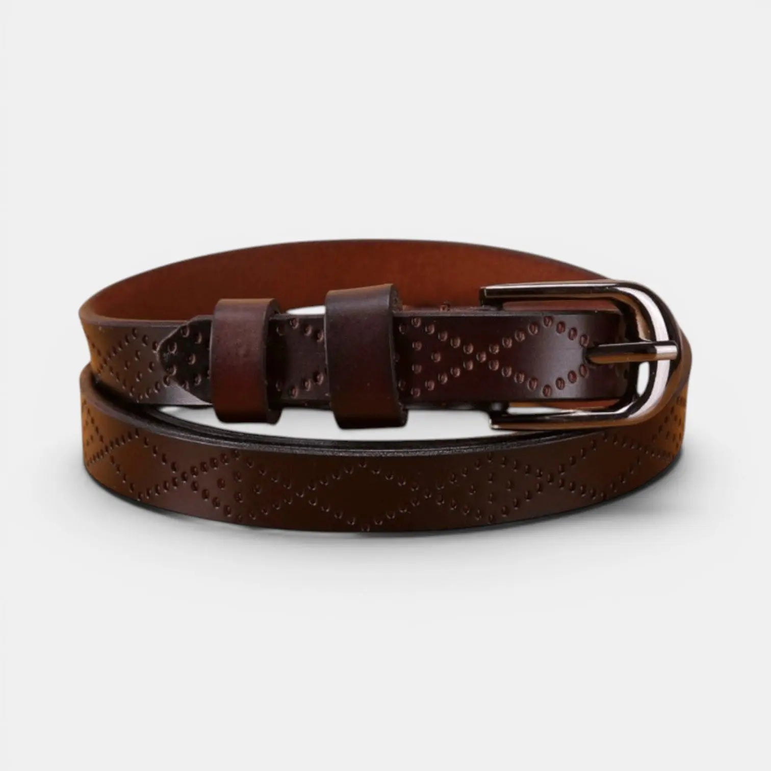 Ceinture Fine en Cuir Texturée Femme Boucle Arrondie | Filvex La Maison de la Ceinture
