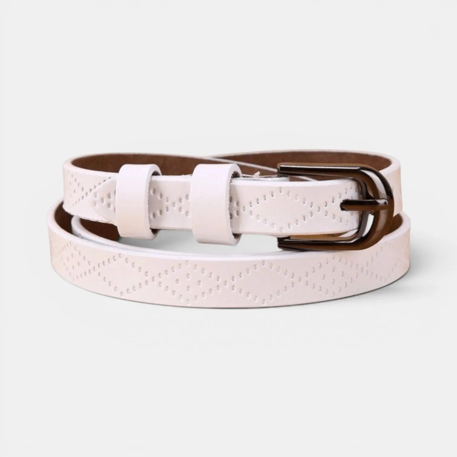 Ceinture Fine en Cuir Texturée Femme Boucle Arrondie | Filvex La Maison de la Ceinture