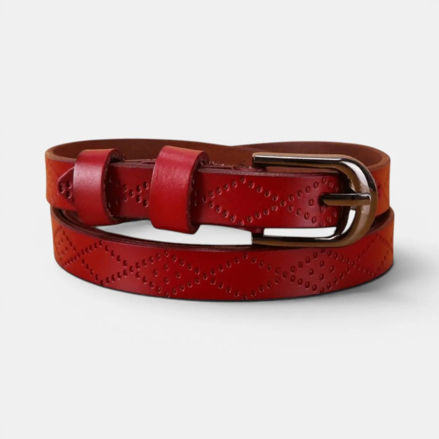 Ceinture Fine en Cuir Texturée Femme Boucle Arrondie | Filvex La Maison de la Ceinture