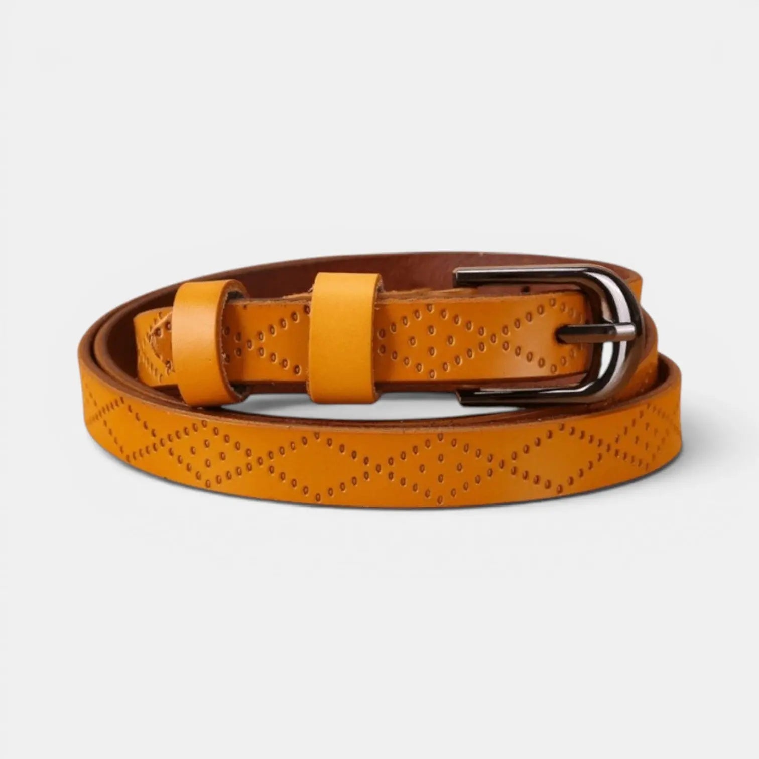 Ceinture Fine en Cuir Texturée Femme Boucle Arrondie | Filvex La Maison de la Ceinture