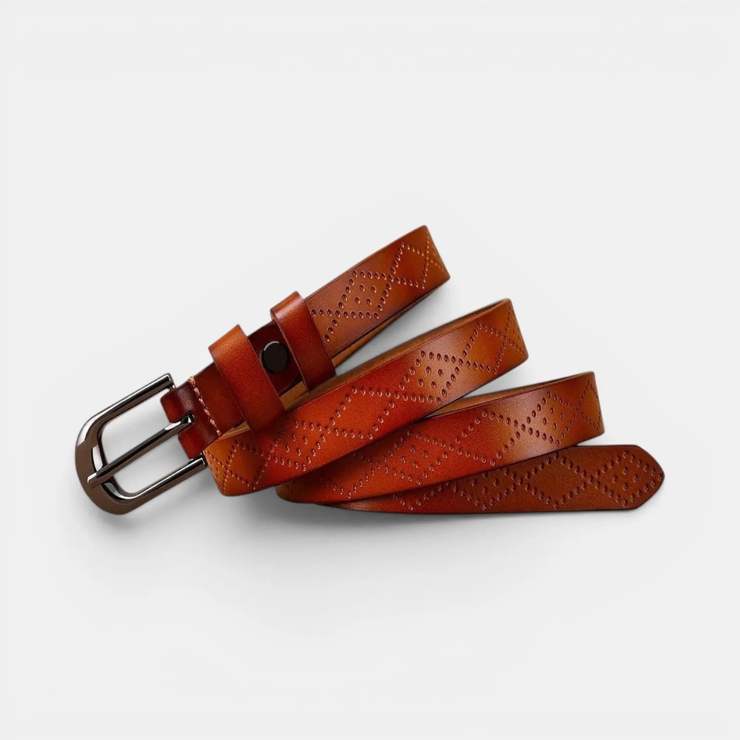 Ceinture Fine en Cuir Texturée Femme Boucle Arrondie | Filvex La Maison de la Ceinture