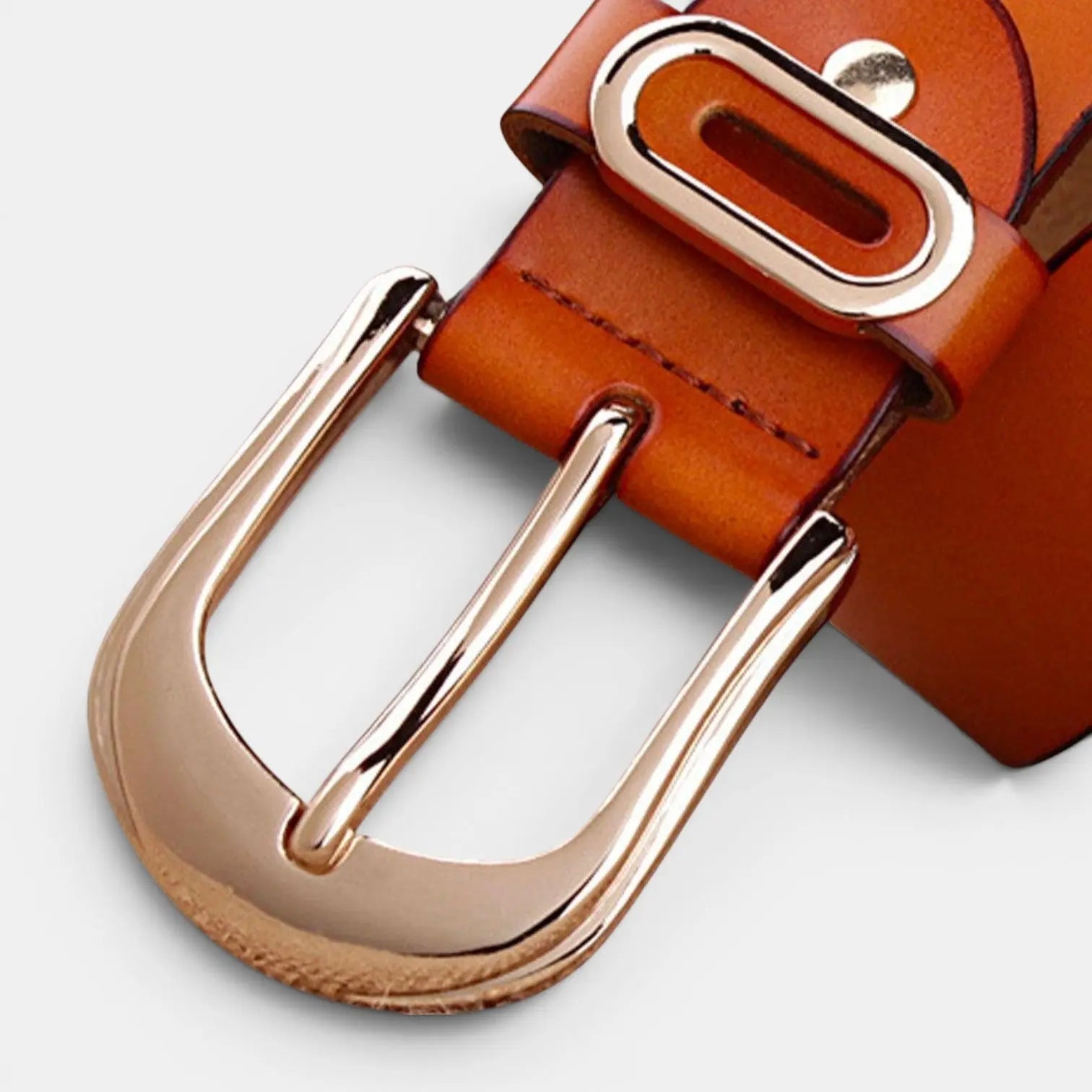 Ceinture Cuir Lisse Boucle Ardillon Arrondie Dorée Femme | Alvorn La Maison de la Ceinture