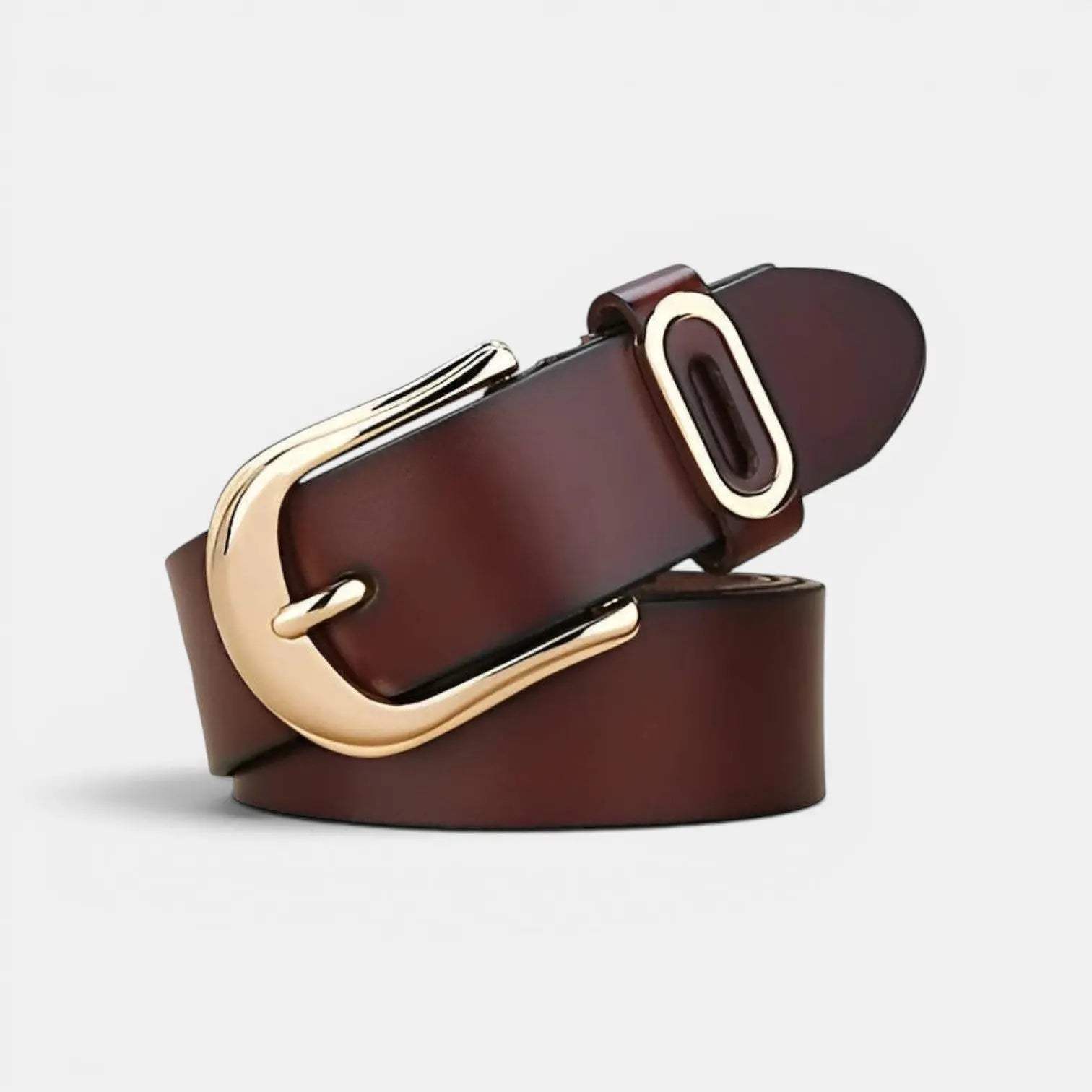 Ceinture Cuir Lisse Boucle Ardillon Arrondie Dorée Femme | Alvorn La Maison de la Ceinture
