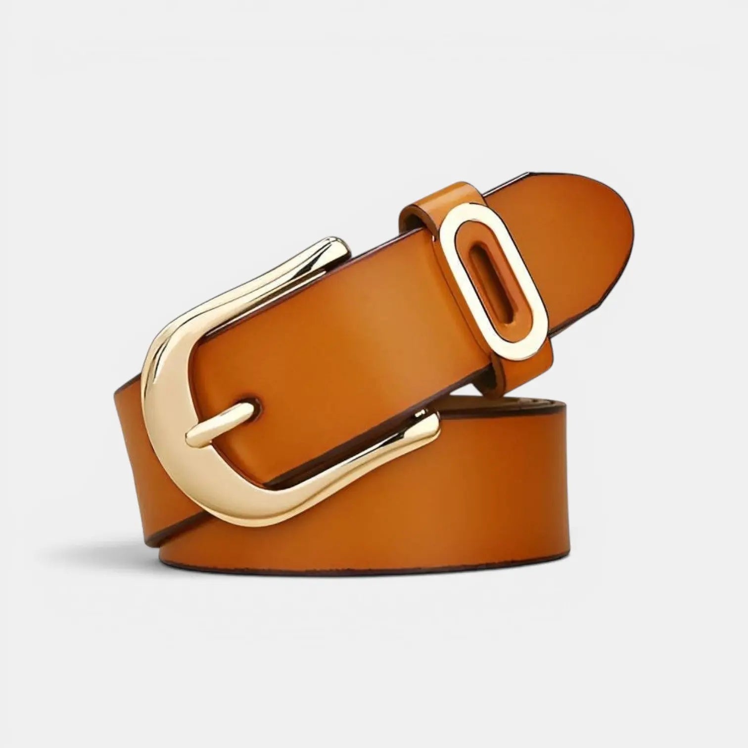 Ceinture Cuir Lisse Boucle Ardillon Arrondie Dorée Femme | Alvorn La Maison de la Ceinture