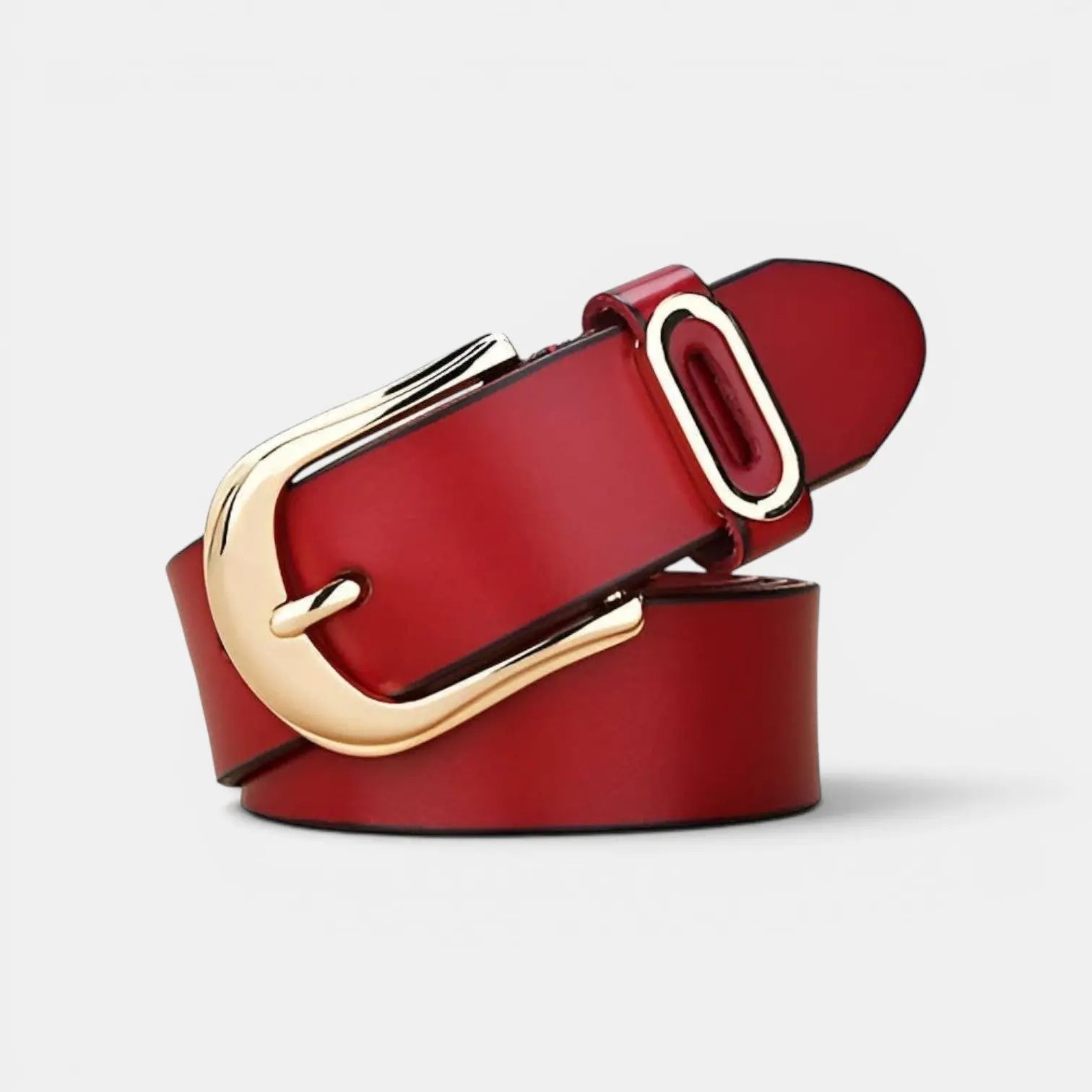 Ceinture Cuir Lisse Boucle Ardillon Arrondie Dorée Femme | Alvorn La Maison de la Ceinture