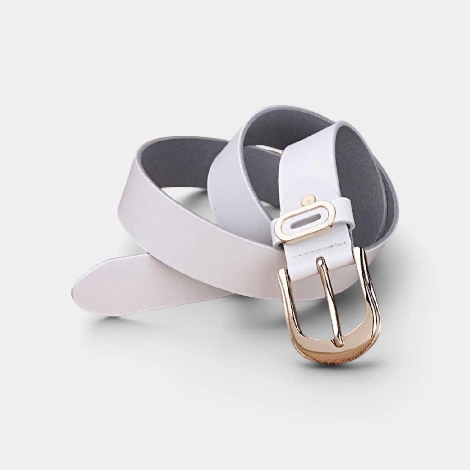 Ceinture Cuir Lisse Boucle Ardillon Arrondie Dorée Femme | Alvorn La Maison de la Ceinture