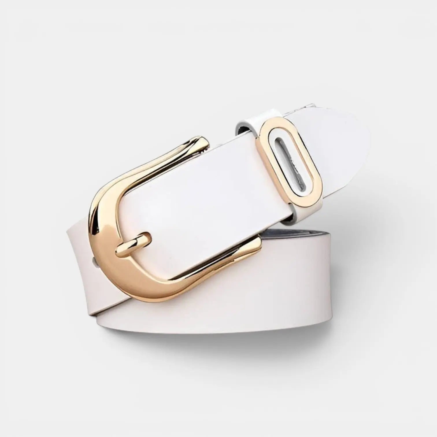 Ceinture Cuir Lisse Boucle Ardillon Arrondie Dorée Femme | Alvorn La Maison de la Ceinture