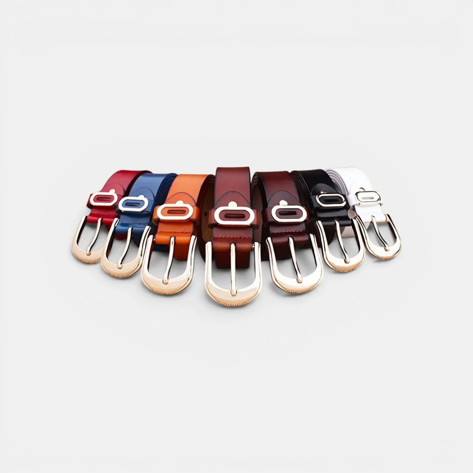 Ceinture Cuir Lisse Boucle Ardillon Arrondie Dorée Femme | Alvorn La Maison de la Ceinture