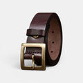 Ceinture Cuir Femme Boucle Carrée Dorée Marron | Vaskia
