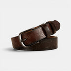 Ceinture Cuir Texturé Femme Boucle Arrondie Café | Nalvira